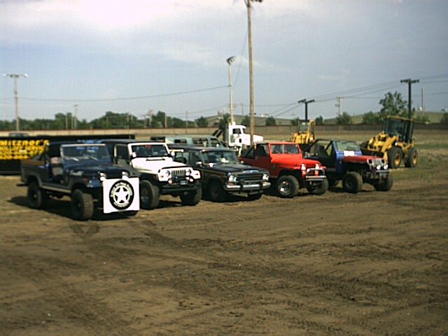 Lined up on the track for the pit party